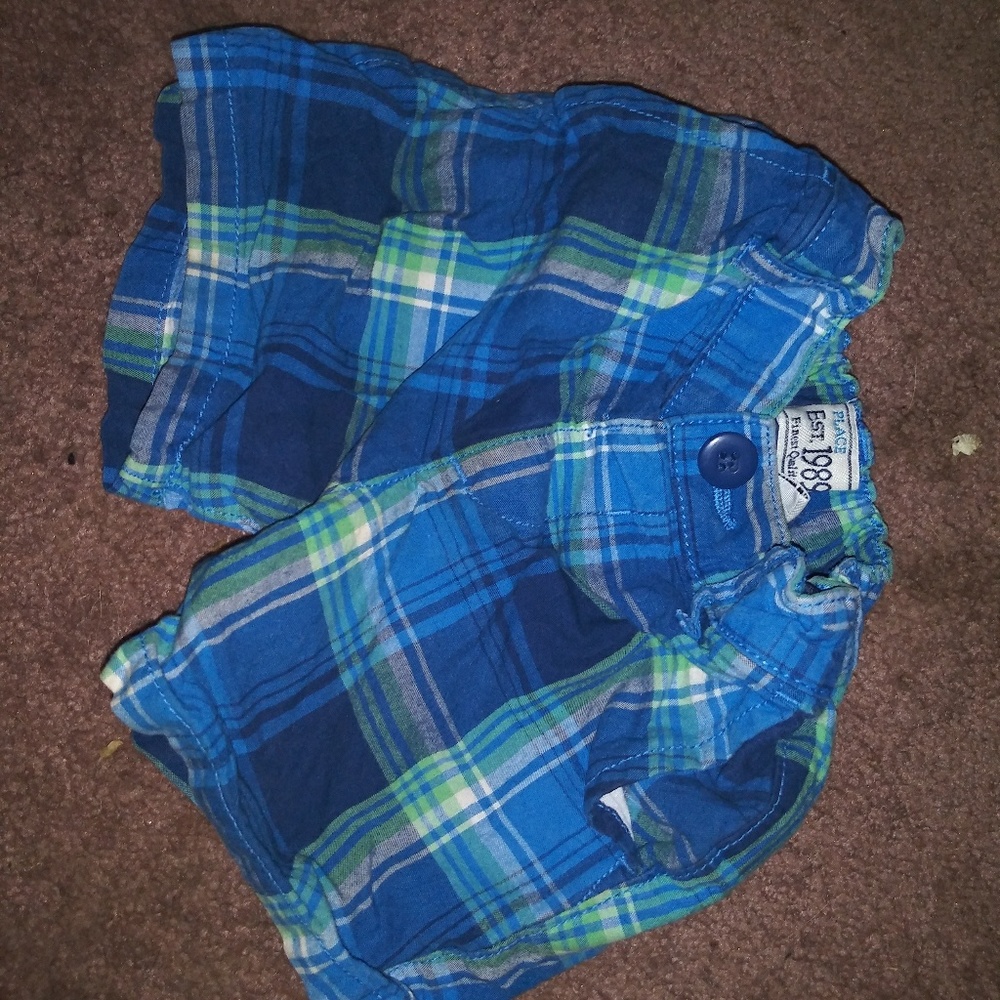 Blue plaid shorts